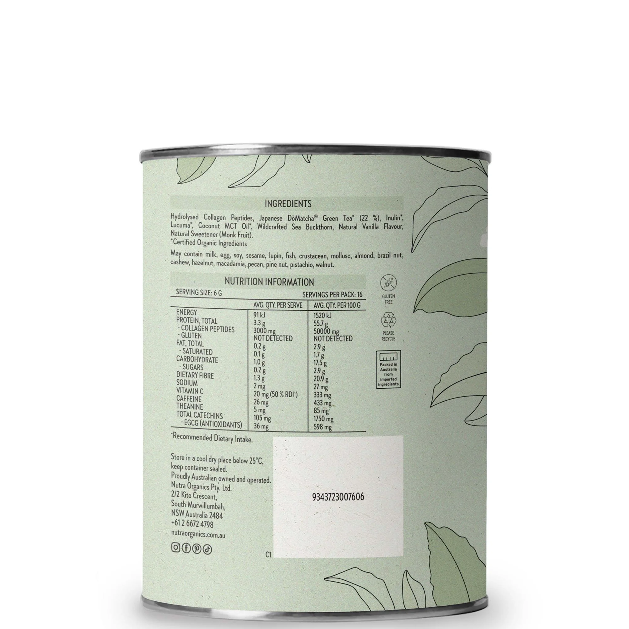 Nutra Naturals Collagen Matcha Latte Powder 100g - Image 2