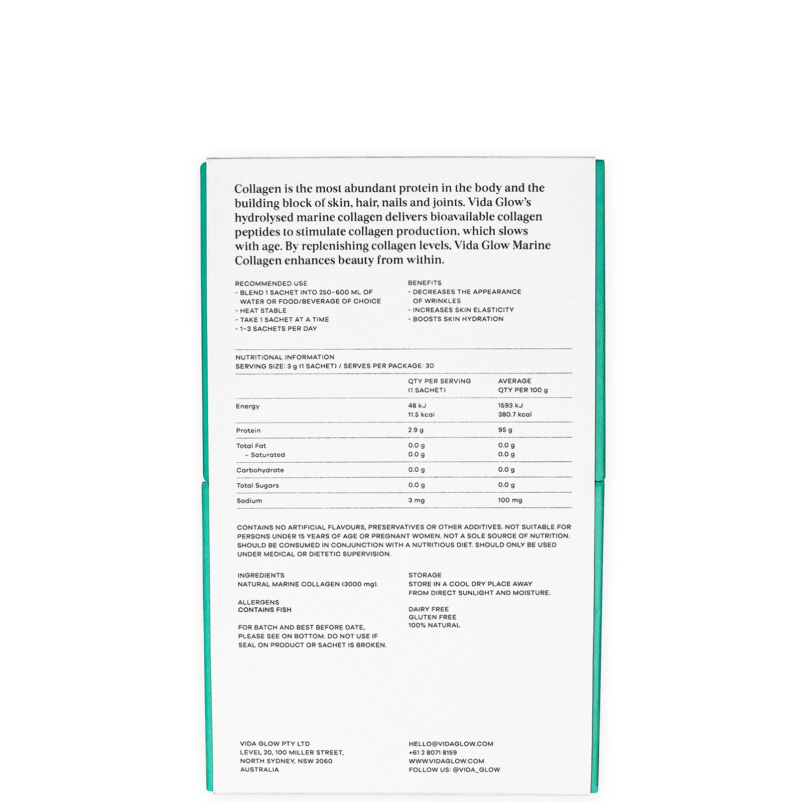 Vida Glow Natural Marine Collagen Supplement - Original 90g - Image 2